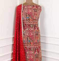 Crepe Red Unstitched Suit