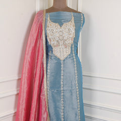 Shimmer Blue Unstitched Suit