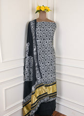 Cotton Black Unstitched Suit