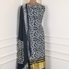 Cotton Black Unstitched Suit