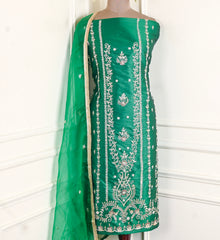Gavadin Silk Green Unstitched Suit