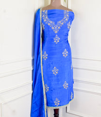 Khadi Blue Unstitched Suit