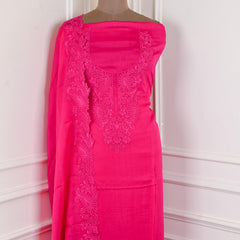 Organza Pink Unstitched Suit