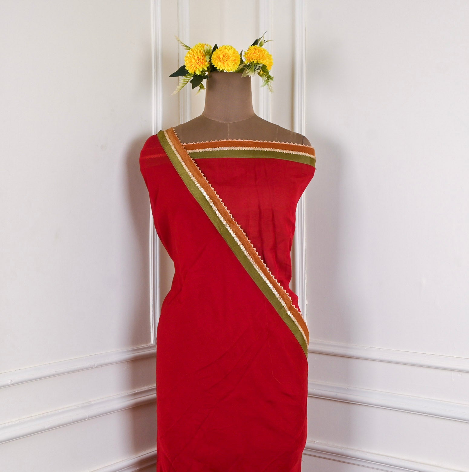 Khadi Maroon Unstitched Suit