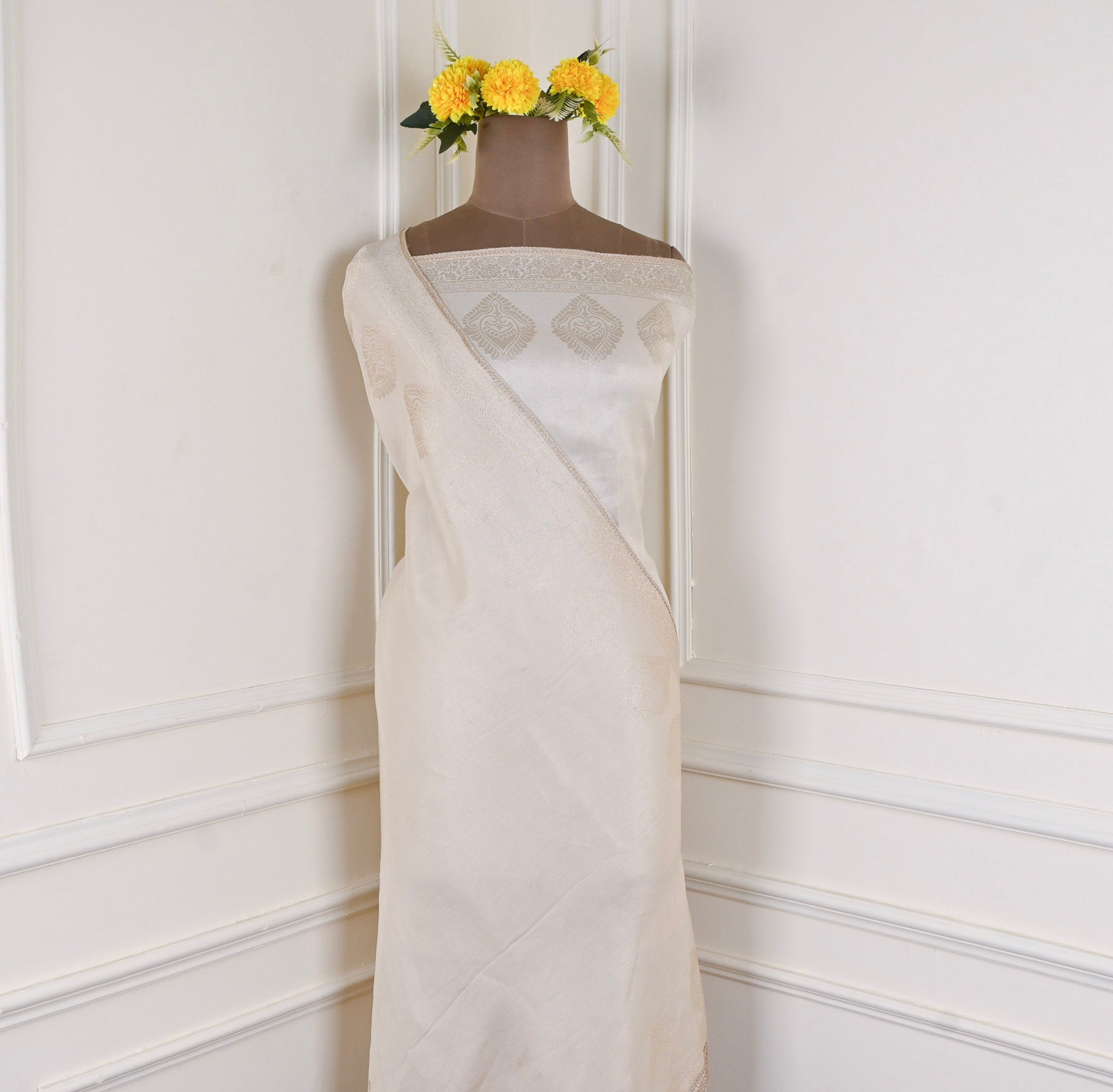 Brocade Silk Beige Unstitched Suit