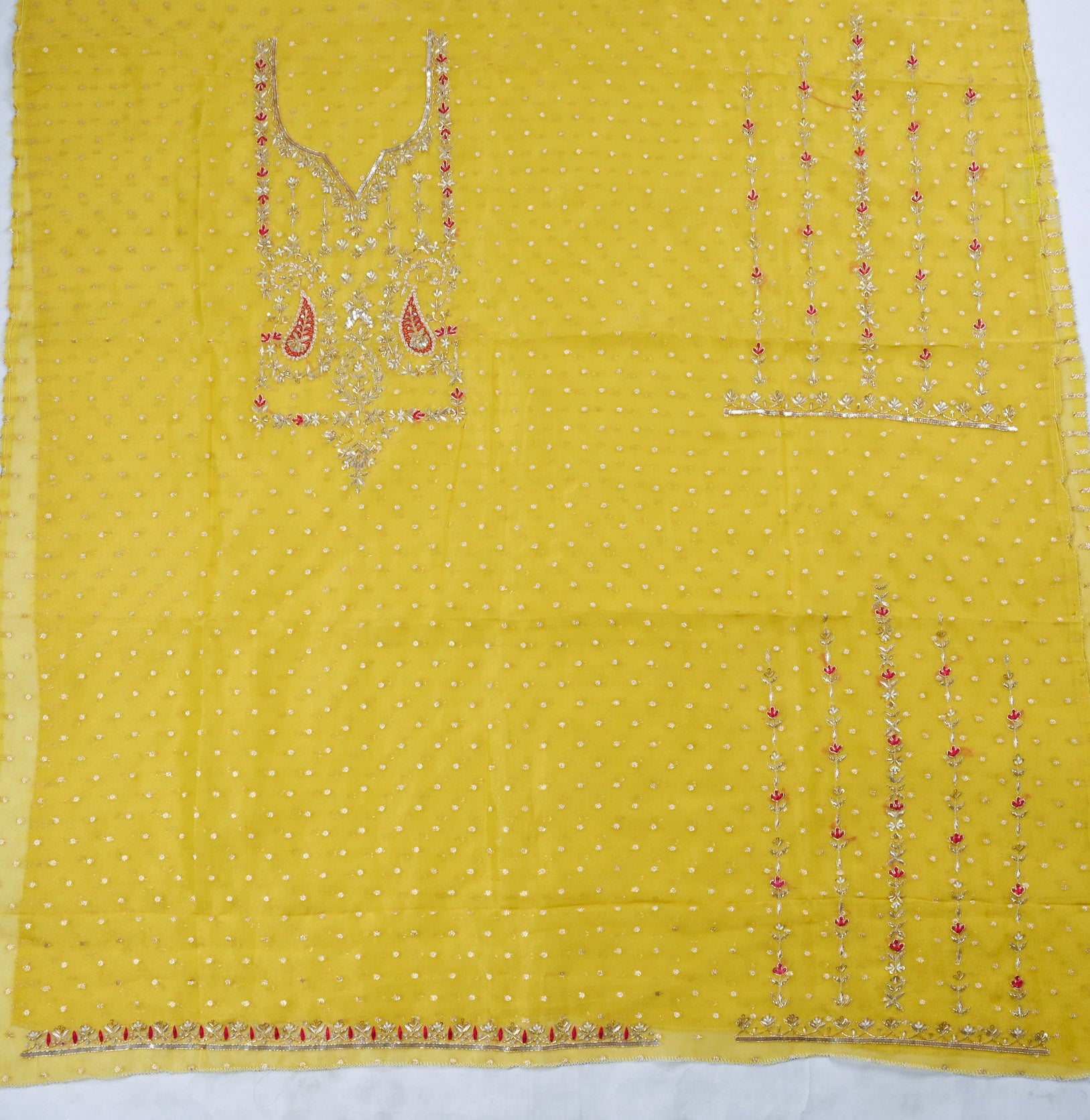 Shimmer Light Yellow Green Unstitched Suit