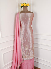 Giraffe Shimmer Pink Unstitched Suit