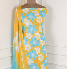 Georgette Yellow Unstitched Suit