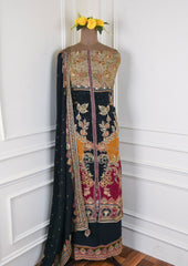 Organza Black Unstitched Suit