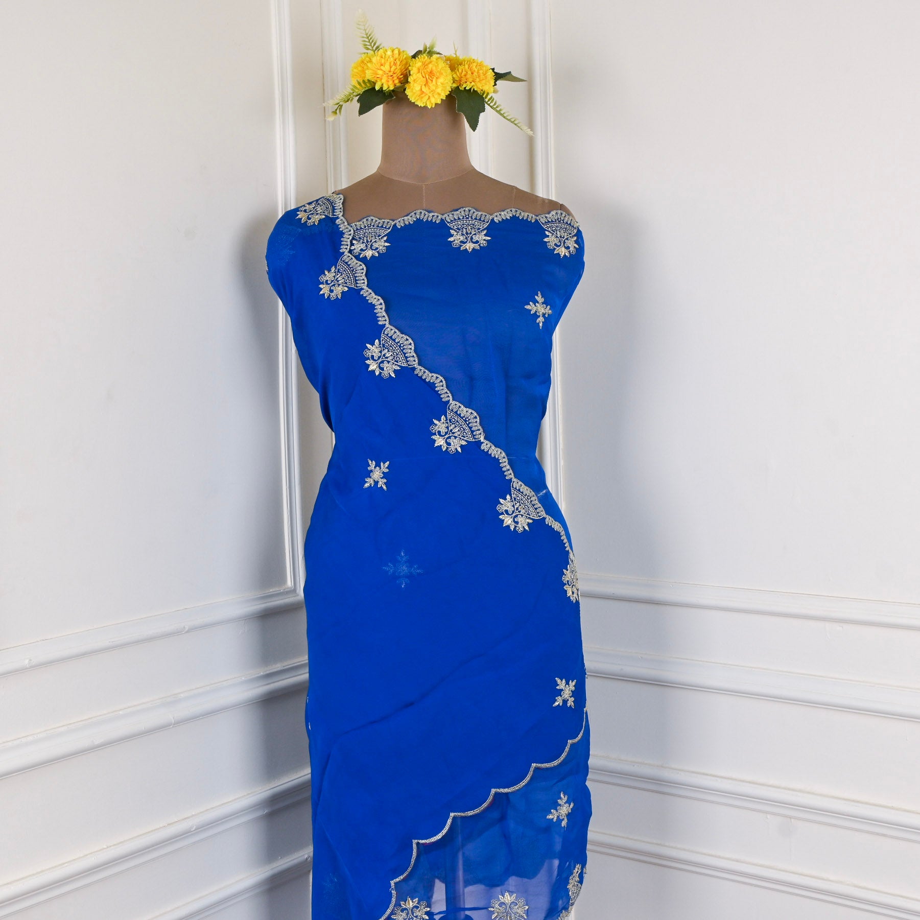Organza Blue Unstitched Suit