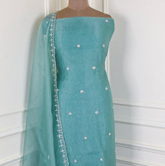 Crush Ferozi Unstitched Suit