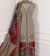 Crepe Beige Unstitched Suit