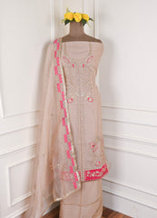 Crush Beige Pink Unstitched Suit