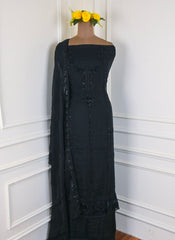 Organza Black Unstitched Suit