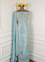 Brocade Silk Ferozi Unstitched Suit