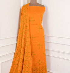 Cotton Yellow Mustard Phulkari Suit