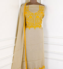 Organza Beige Unstitched Suit