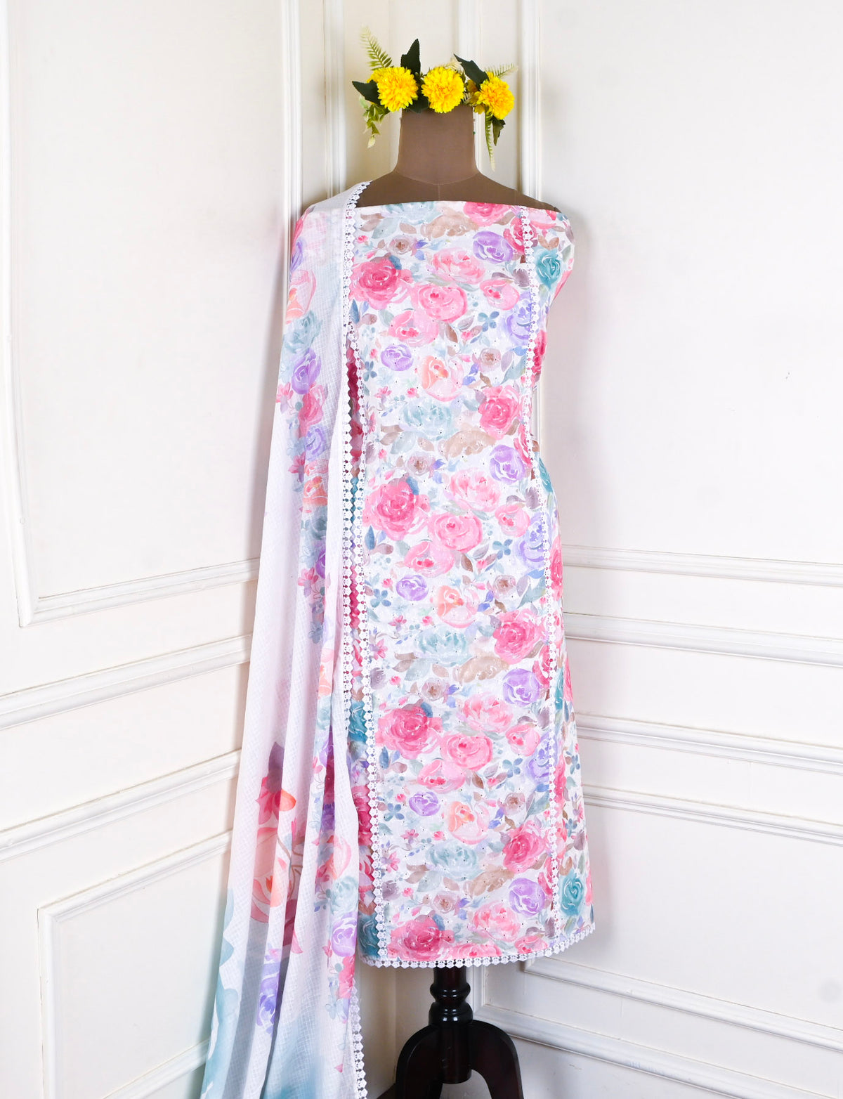 Cambric Cotton White Unstitched Suit