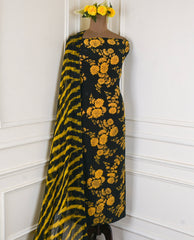 Crepe Black & Yellow Unstitched Suit