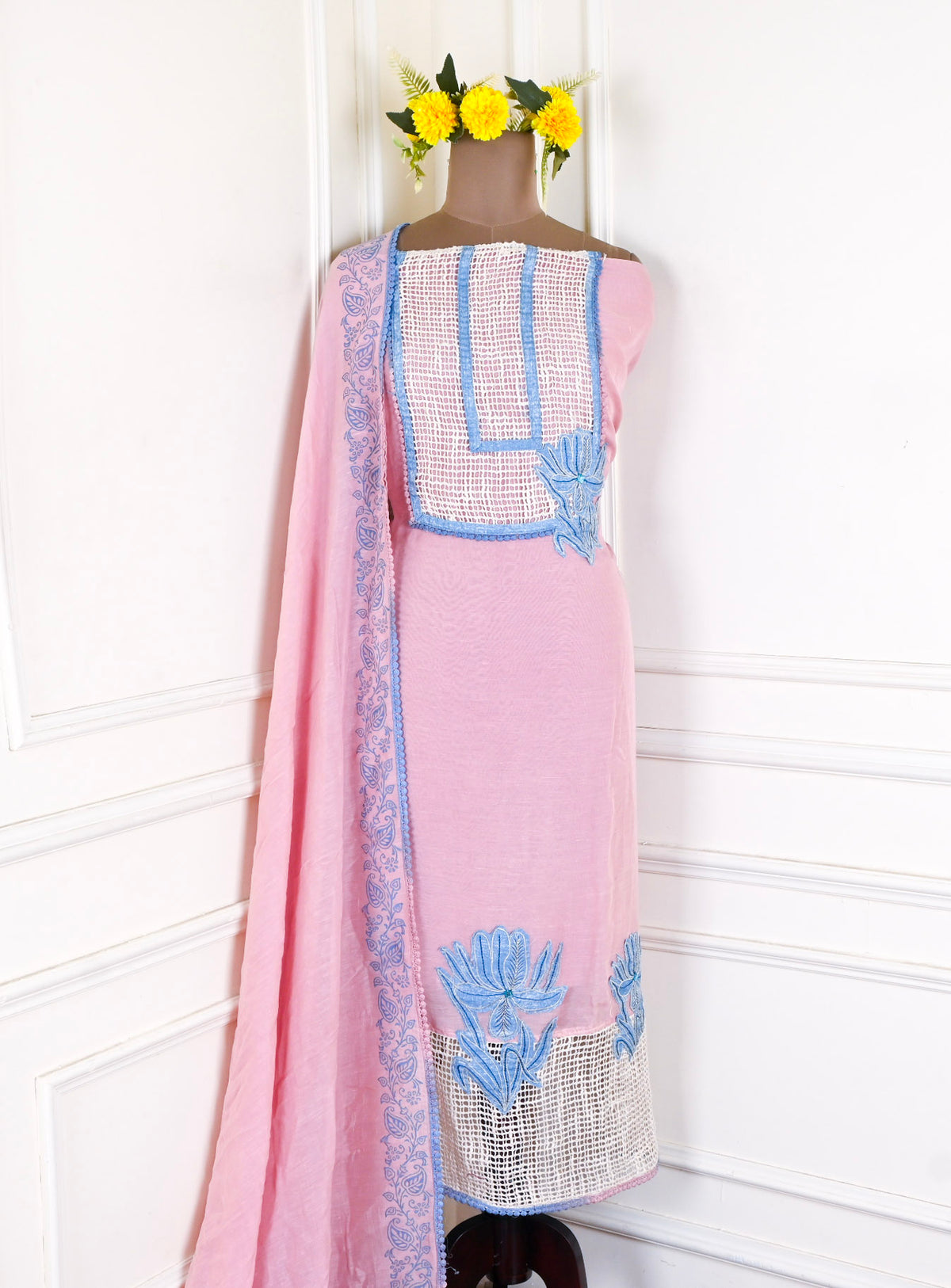 Mul Cotton Pink Unstitched Suit