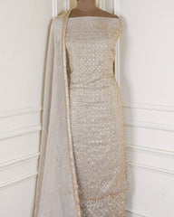 Shimmer Beige Unstitched Suit