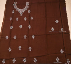 Organza Brown Unstitched Suit