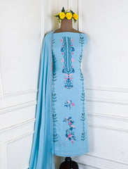 Georgette Sky Blue Unstitched Suit