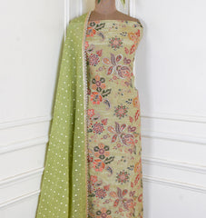 Shimmer Pista Green Unstitched Suit