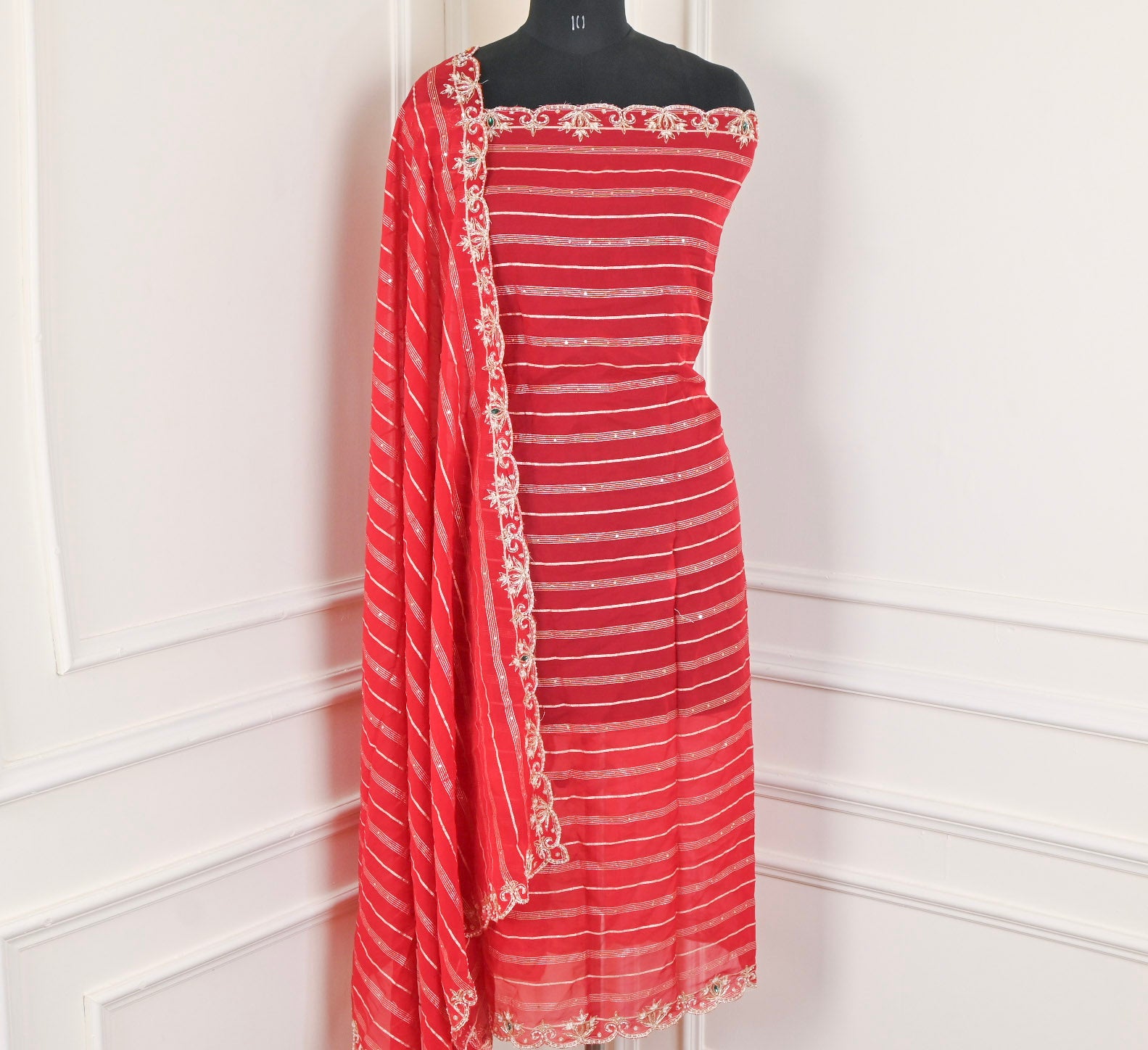 Khadi Red Unstitched Suit