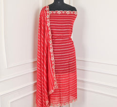 Khadi Red Unstitched Suit