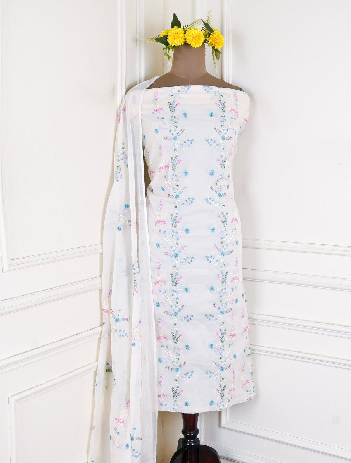Cotton Blue Unstitched Suit