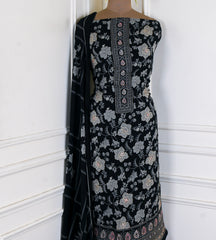 Georgette Black Unstitched Suit