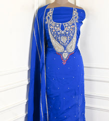 Organza Blue Unstitched Suit