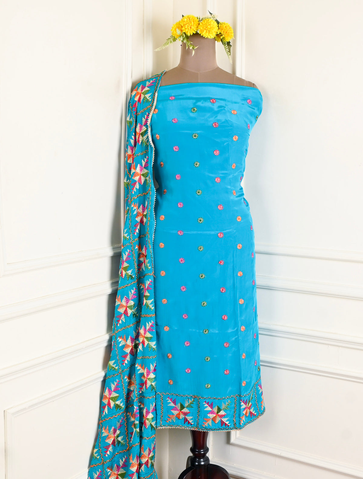 Crepe Sky Blue Unstitched Suit