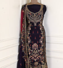 Organza Black Unstitched Suit