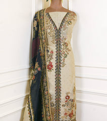 Organza Beige Unstitched Suit