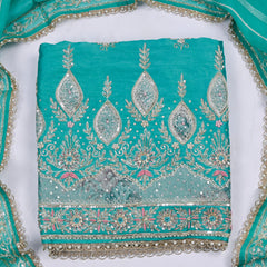 Raw Silk Ferozi Unstitched Suit