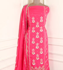 Organza Pink Unstitched Suit