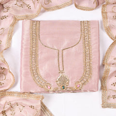 Tissue Shimmer Onion Pink Unstitched Suit
