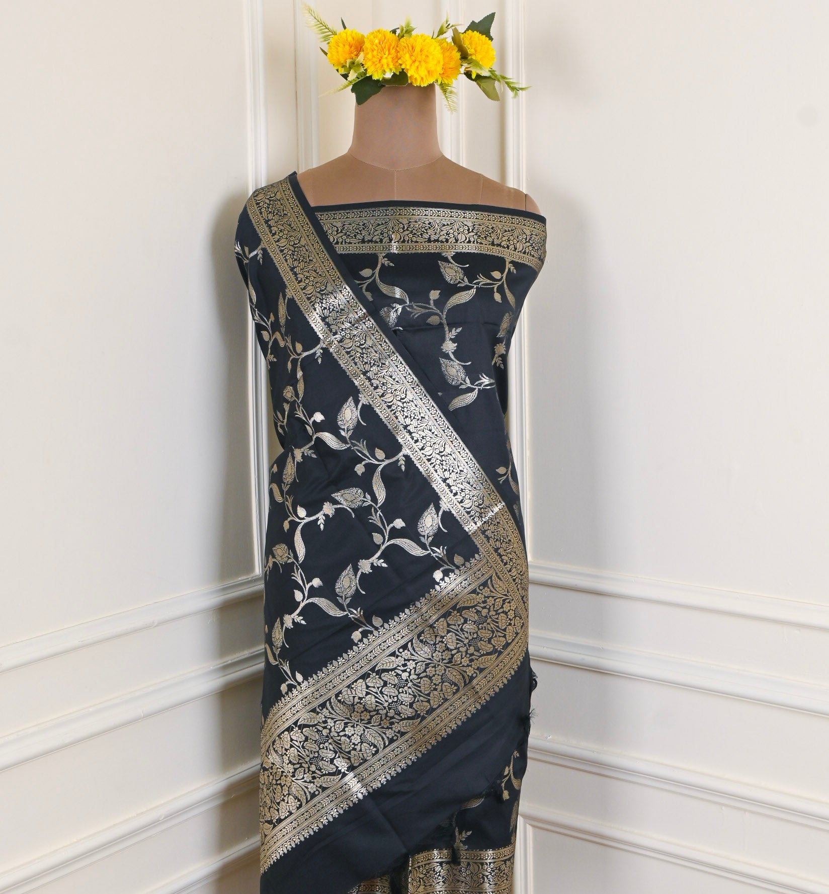 Banarasi Silk Sky Blue Unstitched Suit