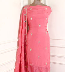 Organza Baby Pink Unstitched Suit