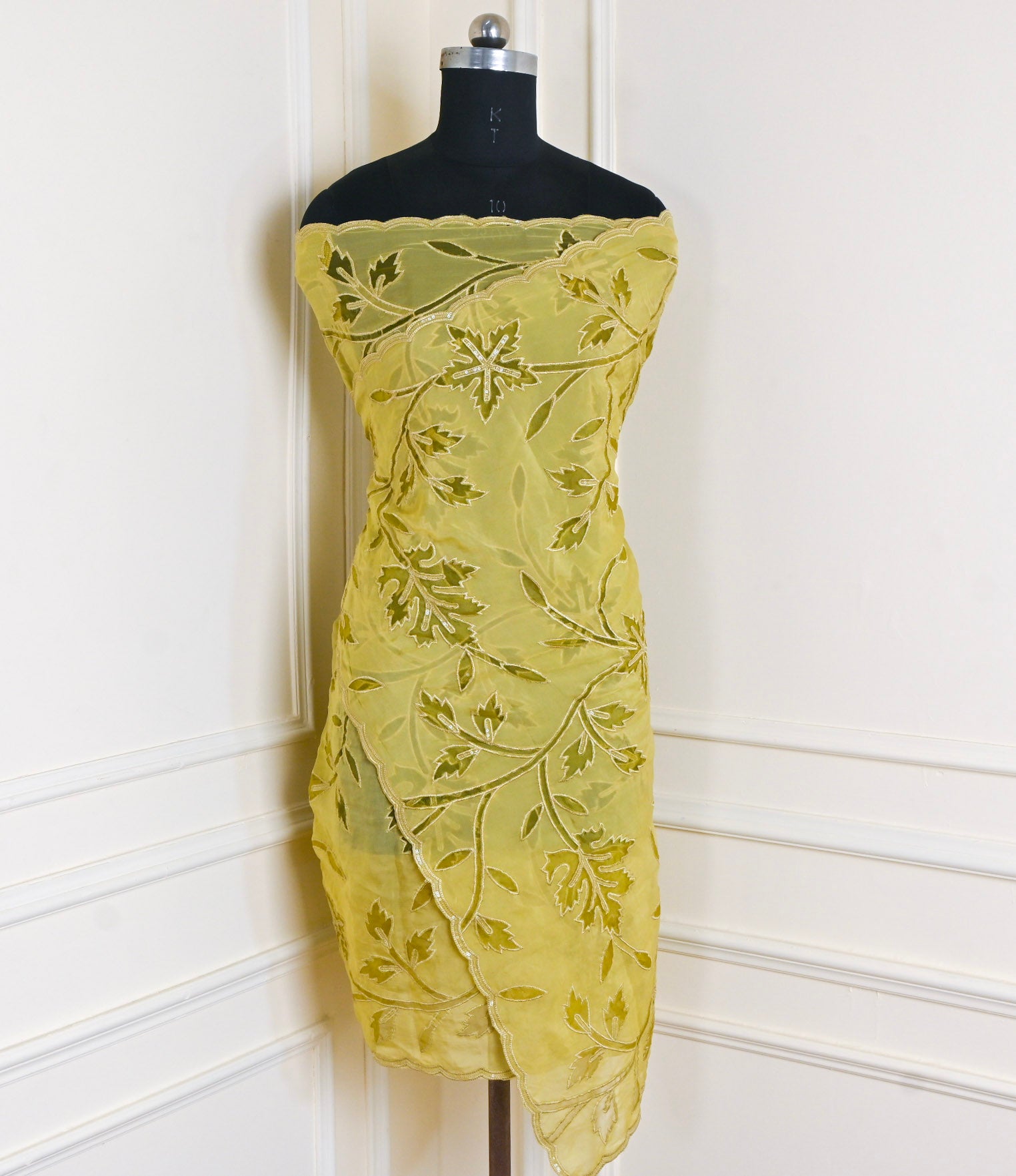 Organza Yellow Unstitched Suit