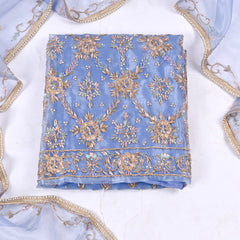 Glass Powder Blue Unstitched Suit