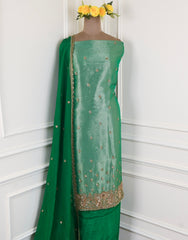 Shimmer Green Unstitched Suit