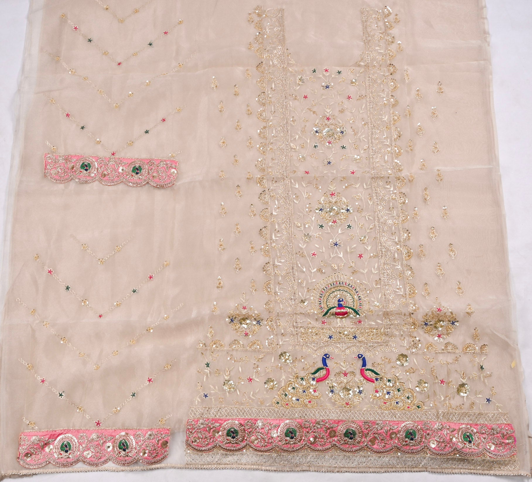Glass Shimmer Off-White Unstitched Suit