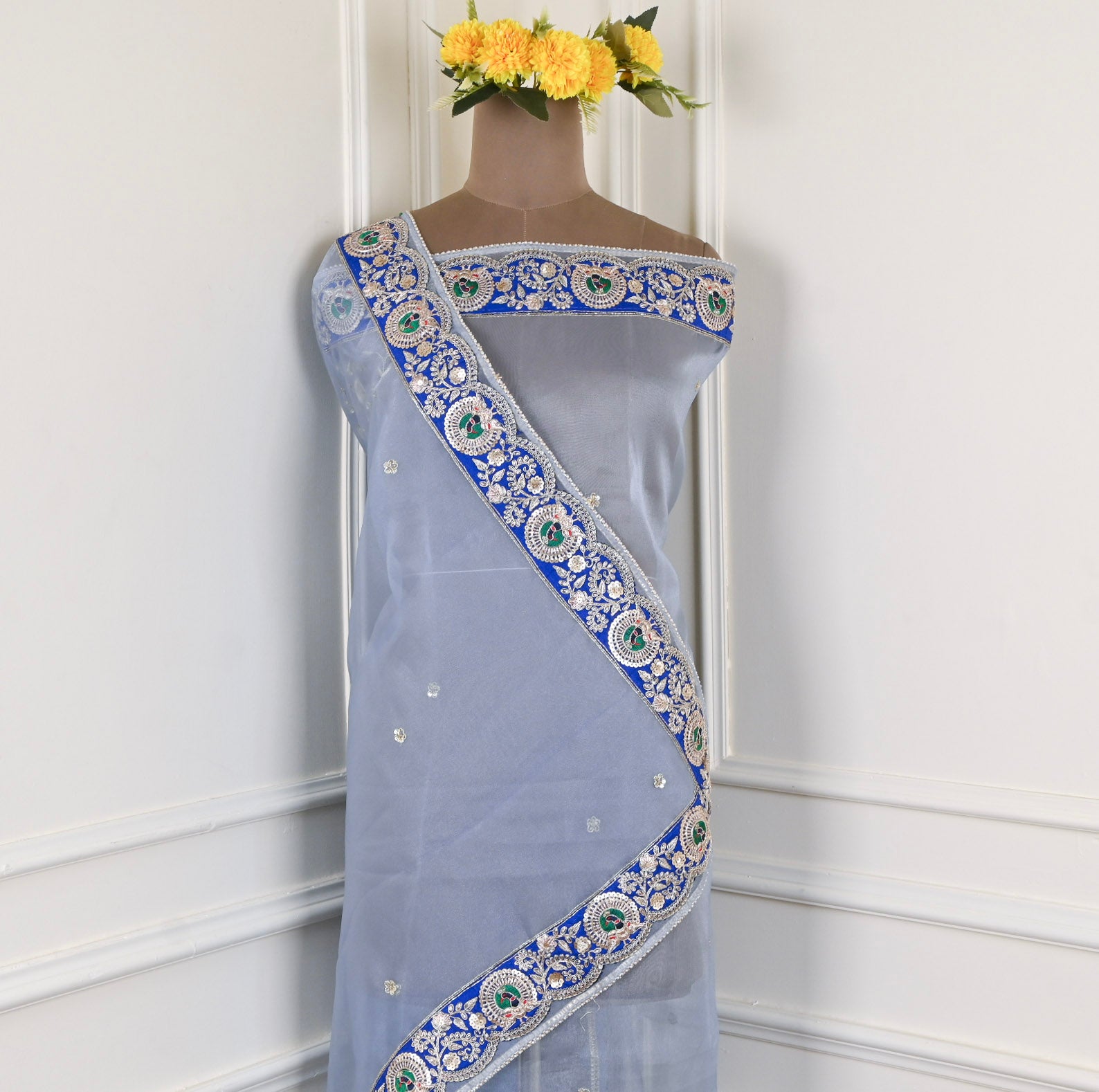 Glass Shimmer Powder Blue Unstitched Suit