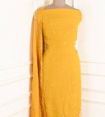 Organza Yellow Unstitched Suit