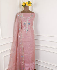 Crush Baby Pink Unstitched Suit