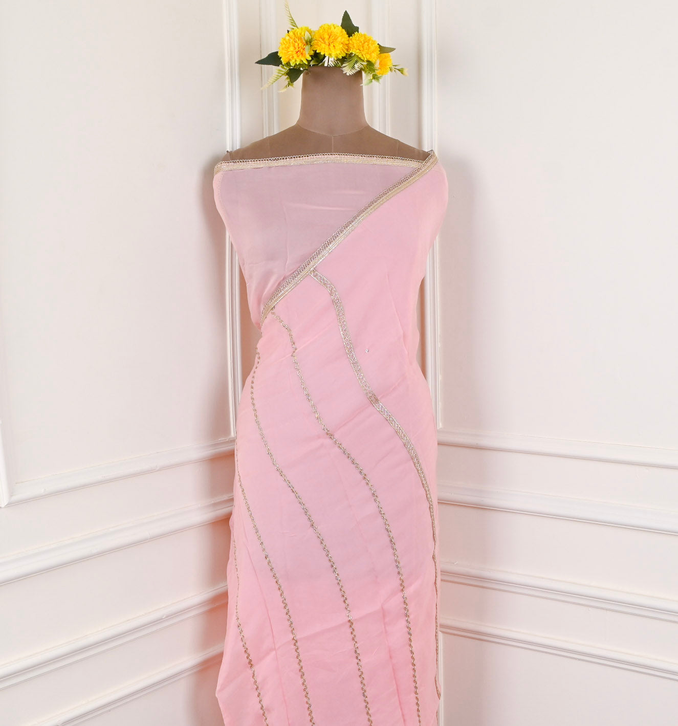 Organza Pink Unstitched Suit