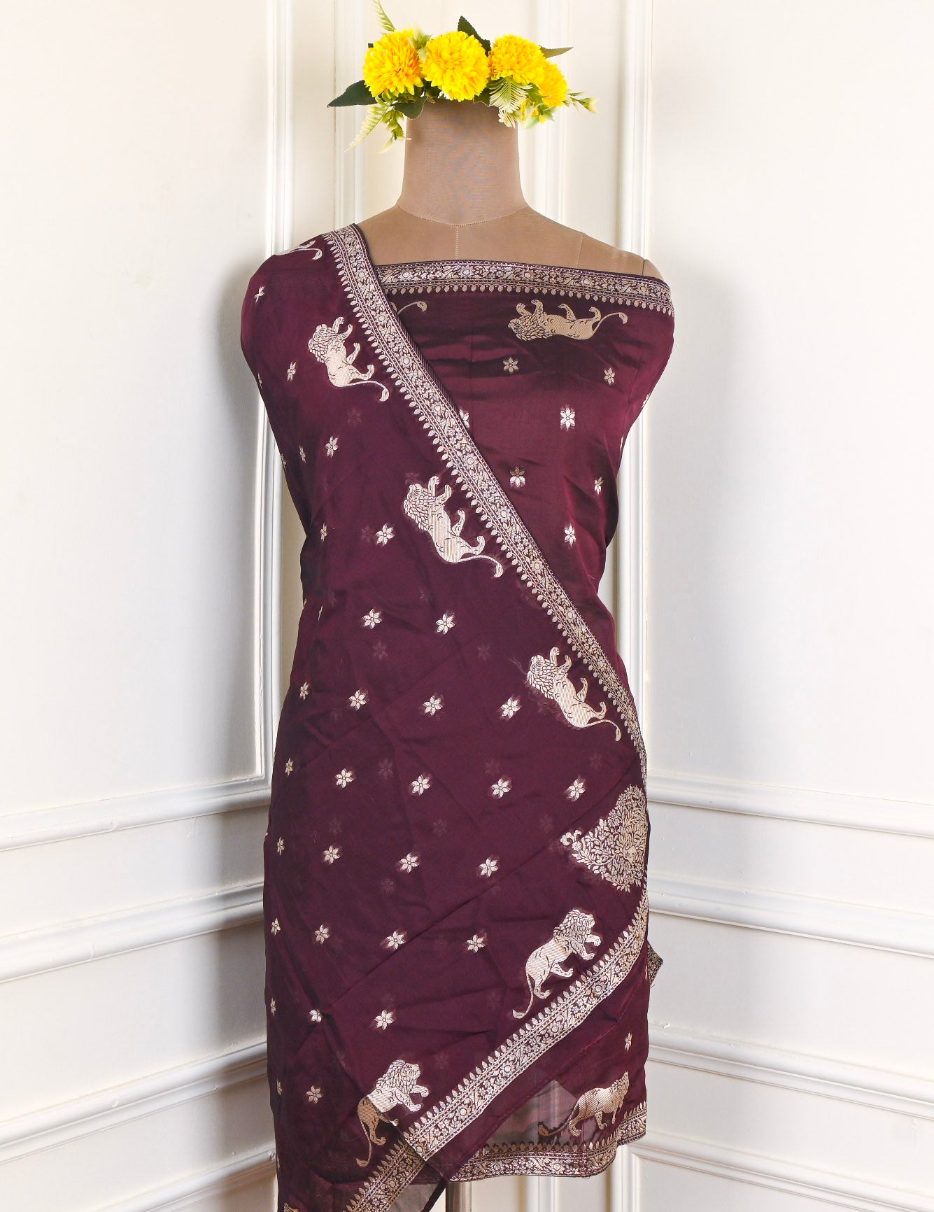 Banarasi Wine Unstitched Suit